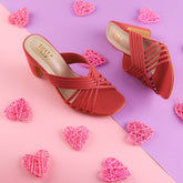 Pink Strappy Block Heels | Tiesta Shoes